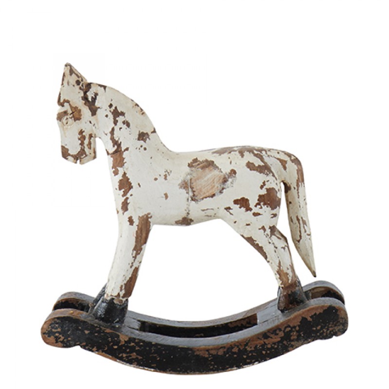 WHITE ROCKING WOODEN HORSE - DECOR ITEMS WHITE ROCKING WOODEN HORSE - DECOR ITEMS